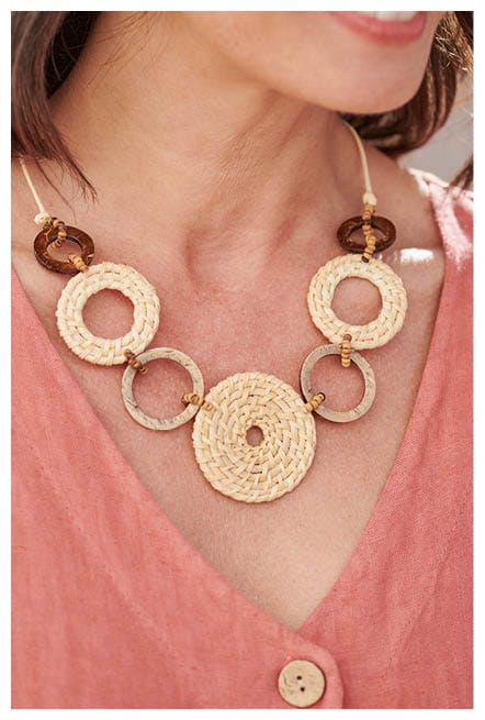 Rattan Disc Necklace